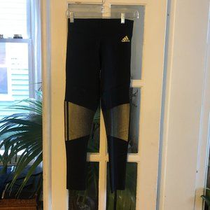 Cool Adidas Black & Yellow Yoga Pants w Mesh